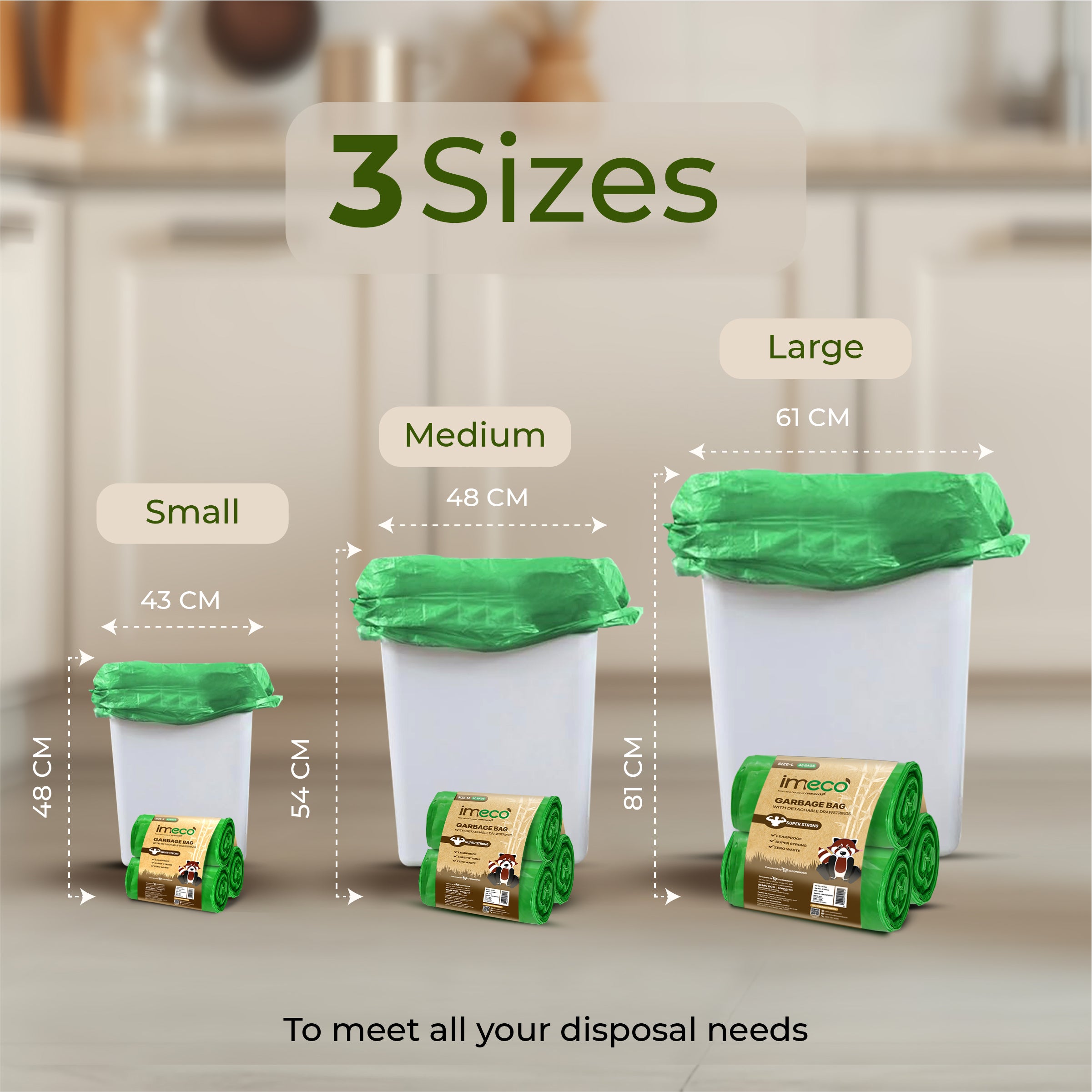 Leakproof Garbage Bags with Drawstring