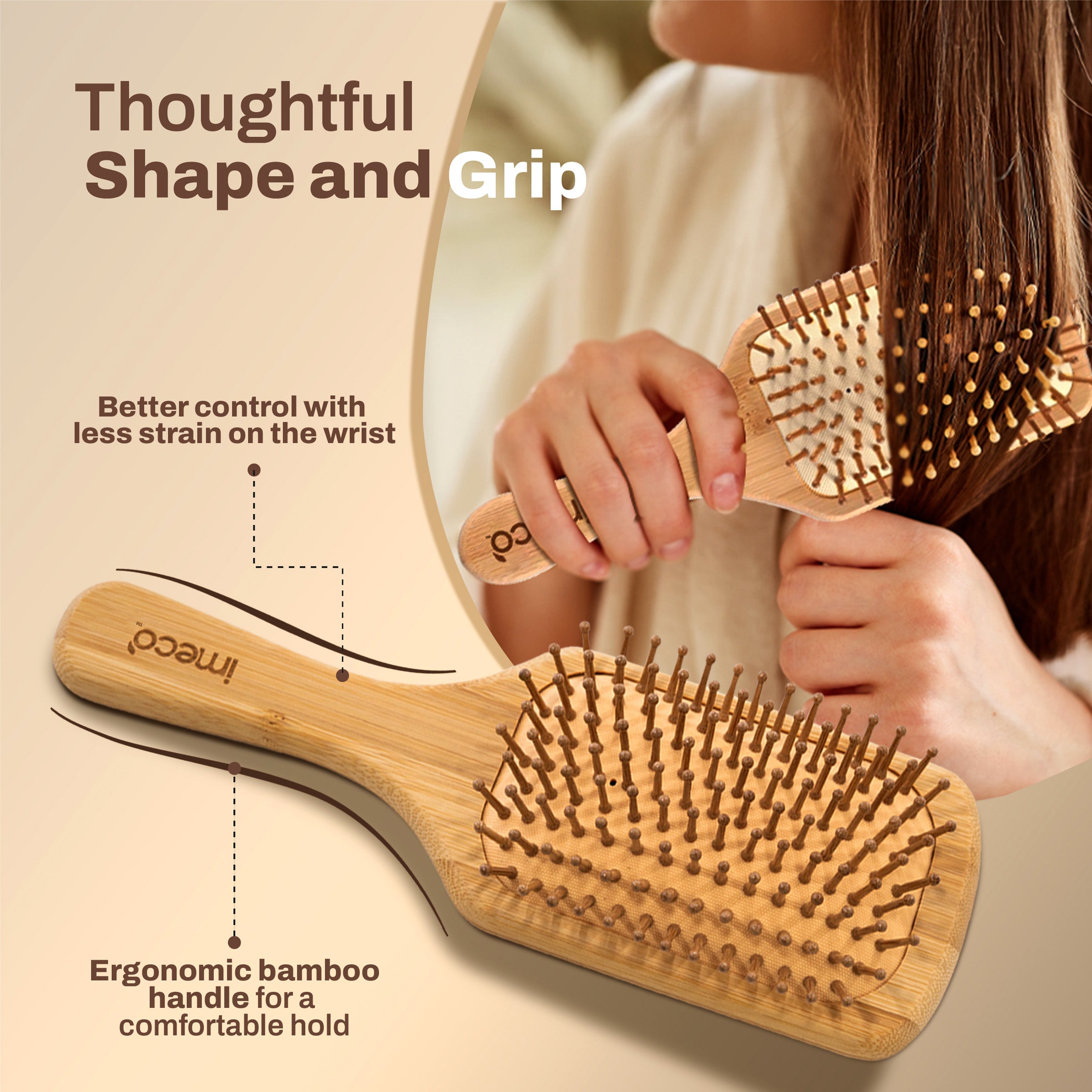 Anti-Static Bamboo Paddle Hair Brush