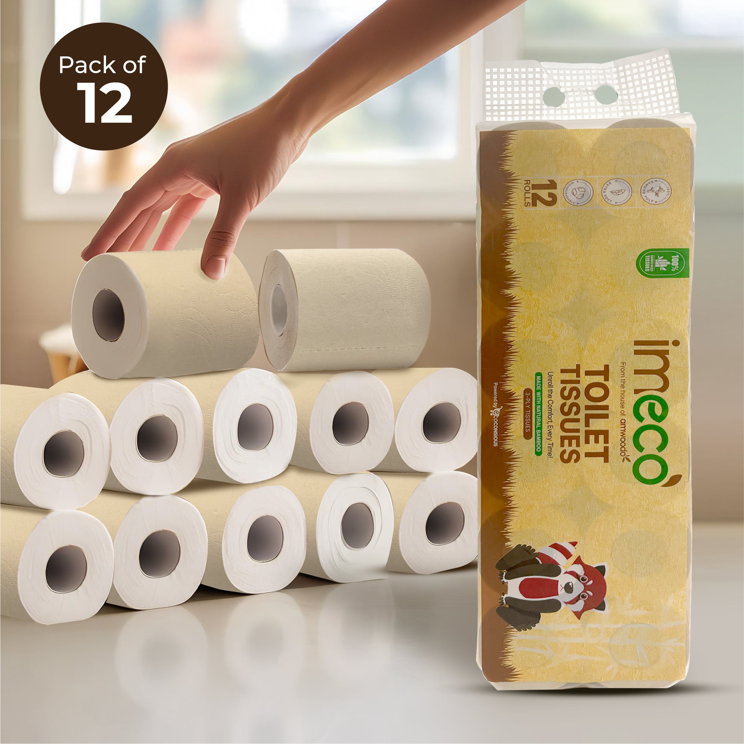 Hypoallergenic Bamboo Toilet Tissue Rolls (160 Pulls)