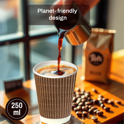 Ripple Wall Disposable Coffee Cups (250 ml) - Pack of 10