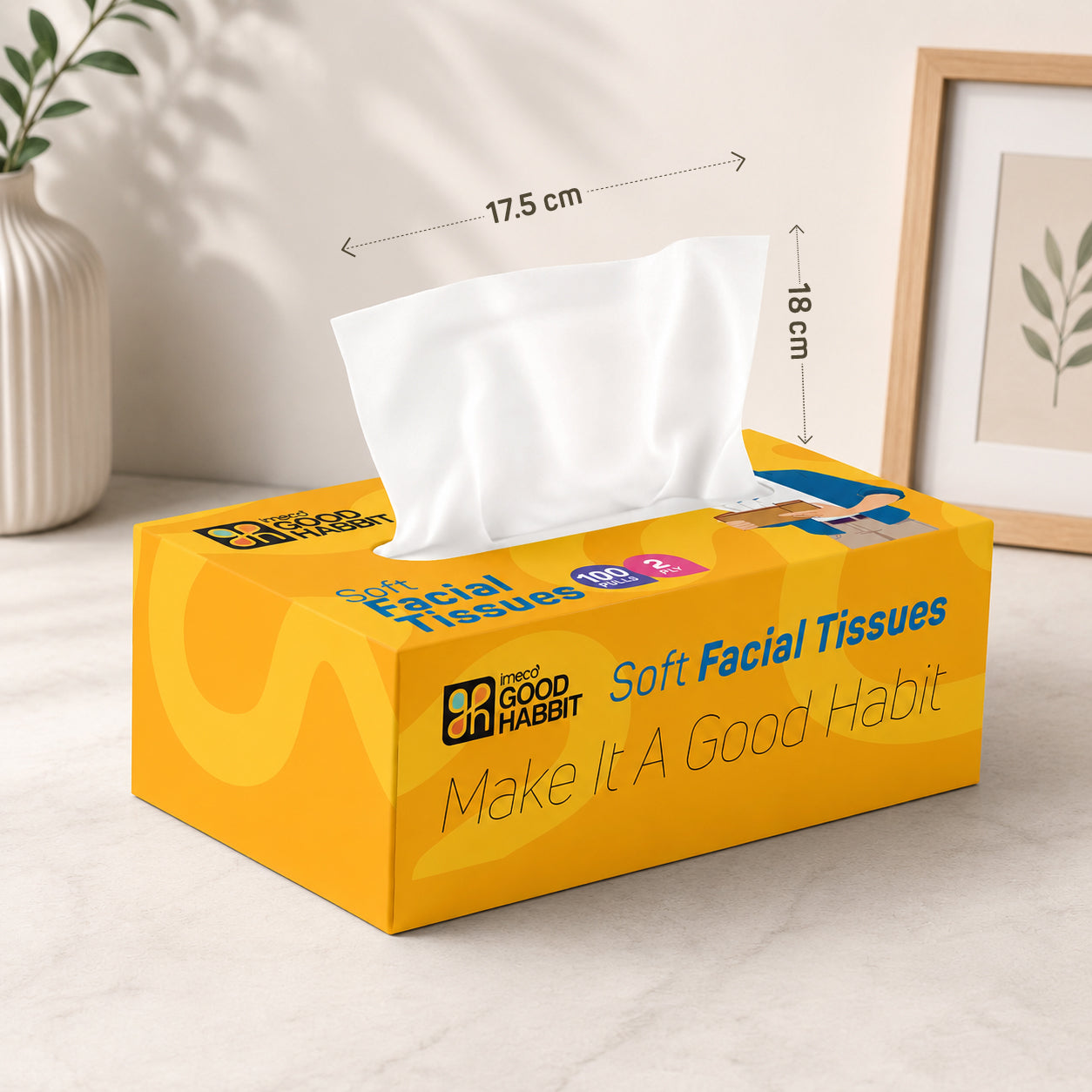 Good Habbit Soft Facial Tissue Box – Extra Soft & 2 Ply (Yellow)