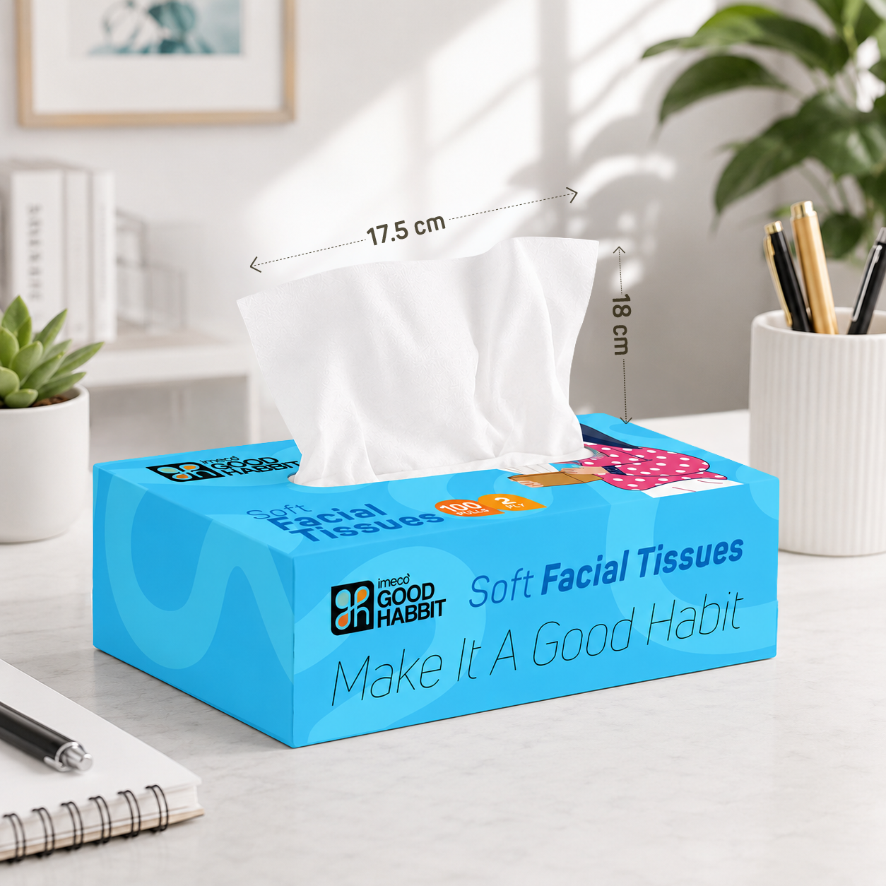 Good Habbit Soft Facial Tissue Box – Extra Soft & 2 Ply (Blue)