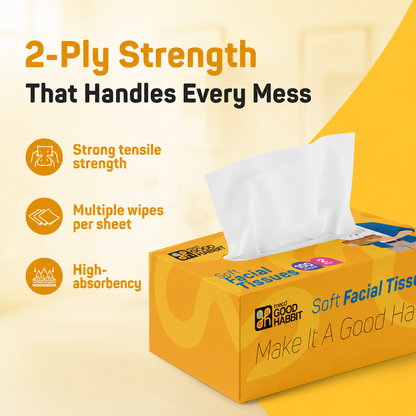 Good Habbit Soft Facial Tissue Box – Extra Soft & 2 Ply (Yellow)