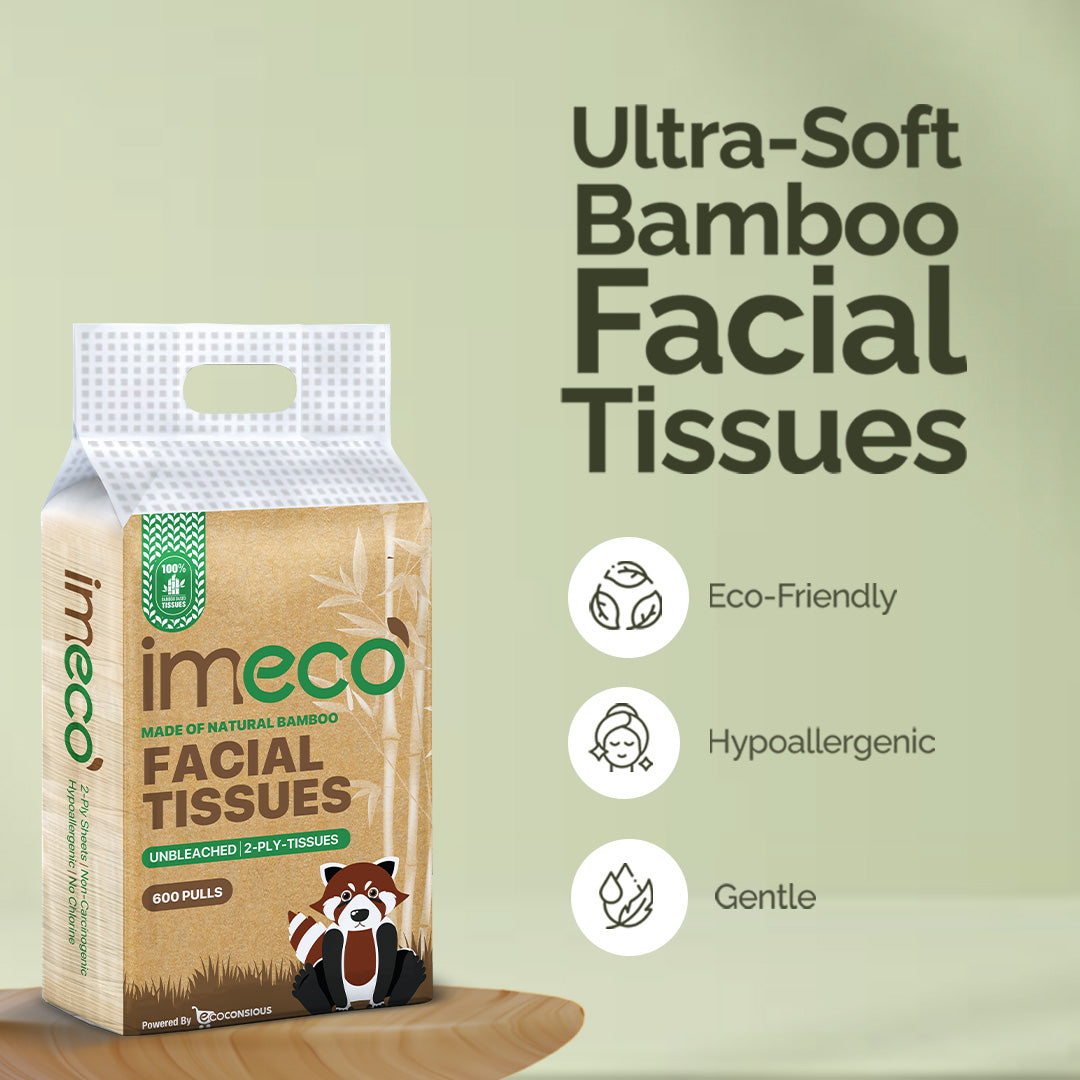 Ultra-Soft Bamboo Facial Tissues (200 Pulls, 3 Pack, Pack of 2) - Imeco India