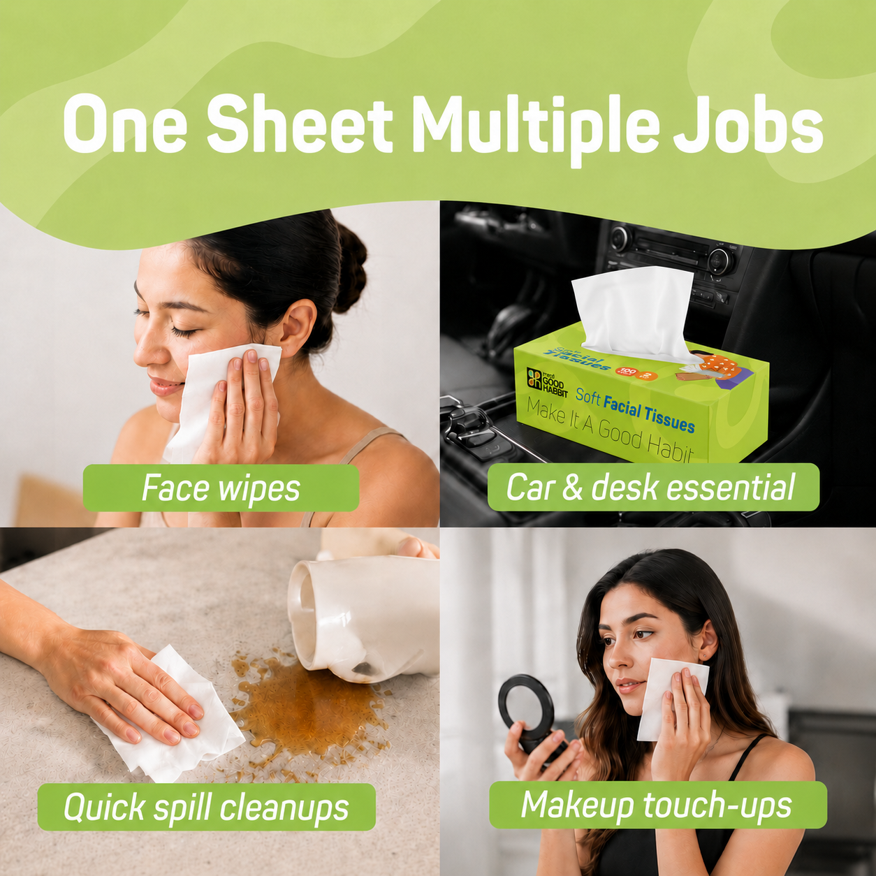 Good Habbit Soft Facial Tissue Box – Extra Soft & 2 Ply (Green)