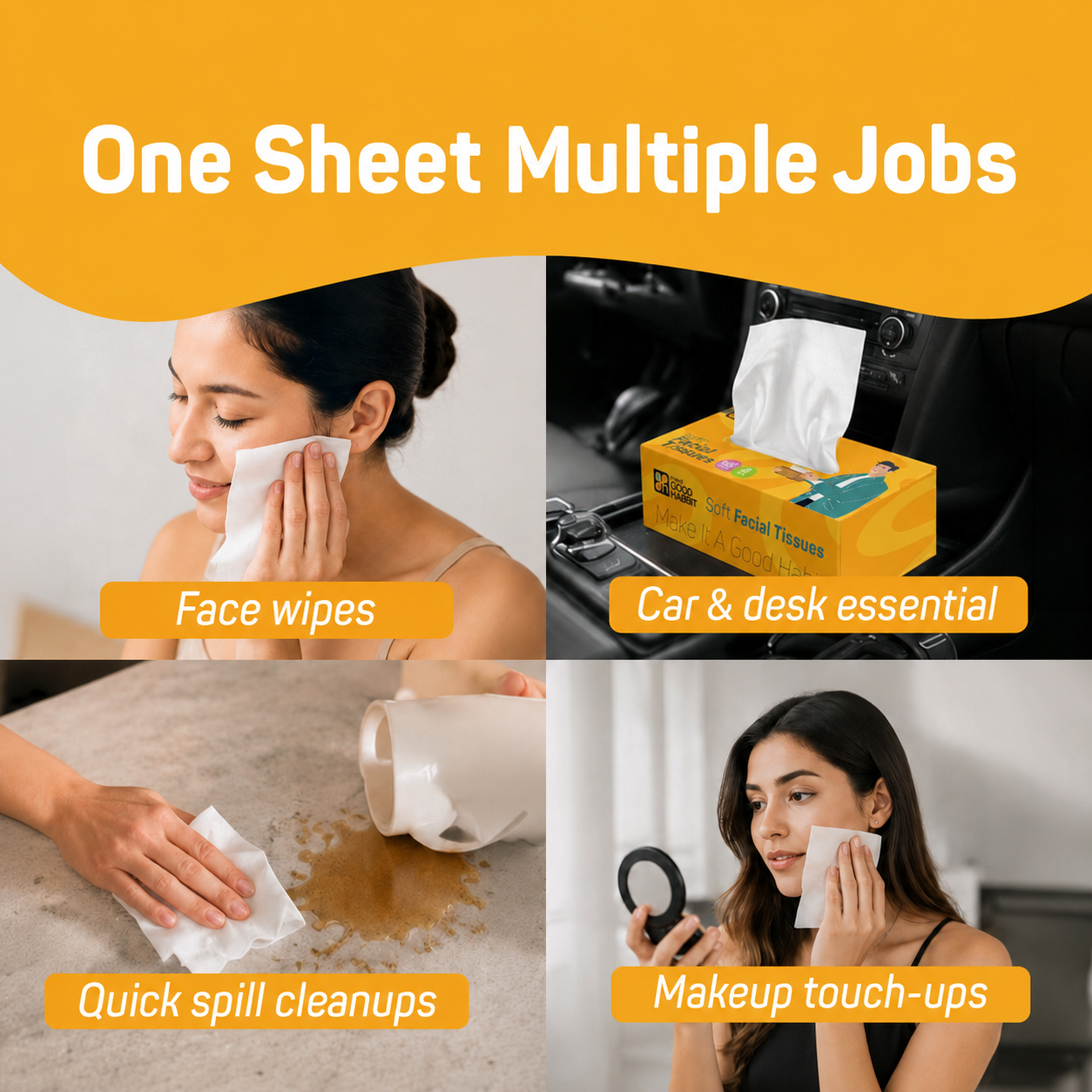 Good Habbit Soft Facial Tissue Box – Extra Soft & 2 Ply (Yellow)