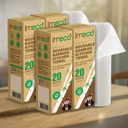 Ultra-Soft & Reusable Bamboo Kitchen Towel Roll (20 Sheets)