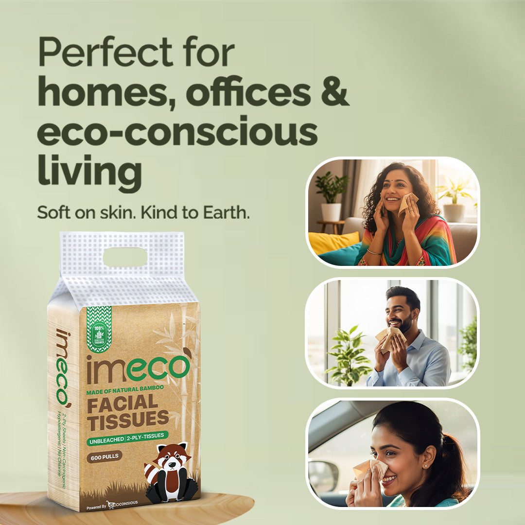 Ultra-Soft Bamboo Facial Tissues (200 Pulls, 3 Pack, Pack of 2) - Imeco India