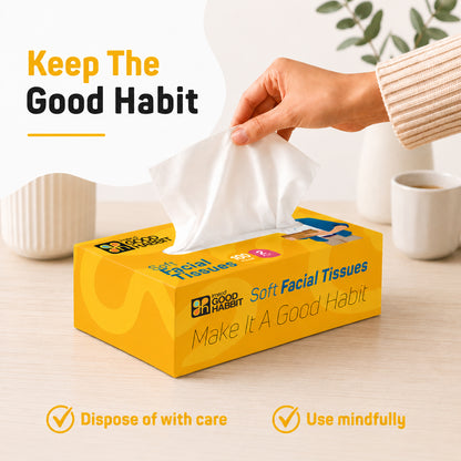 Good Habbit Soft Facial Tissue Box – Extra Soft & 2 Ply (Yellow)