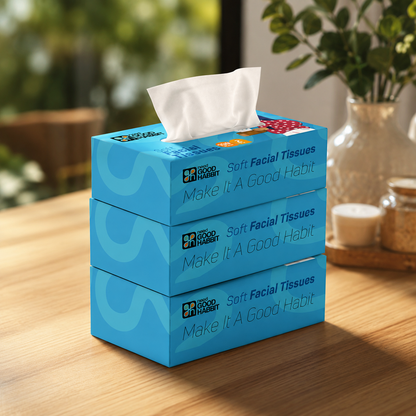 Good Habbit Soft Facial Tissue Box – Extra Soft & 2 Ply (Blue)