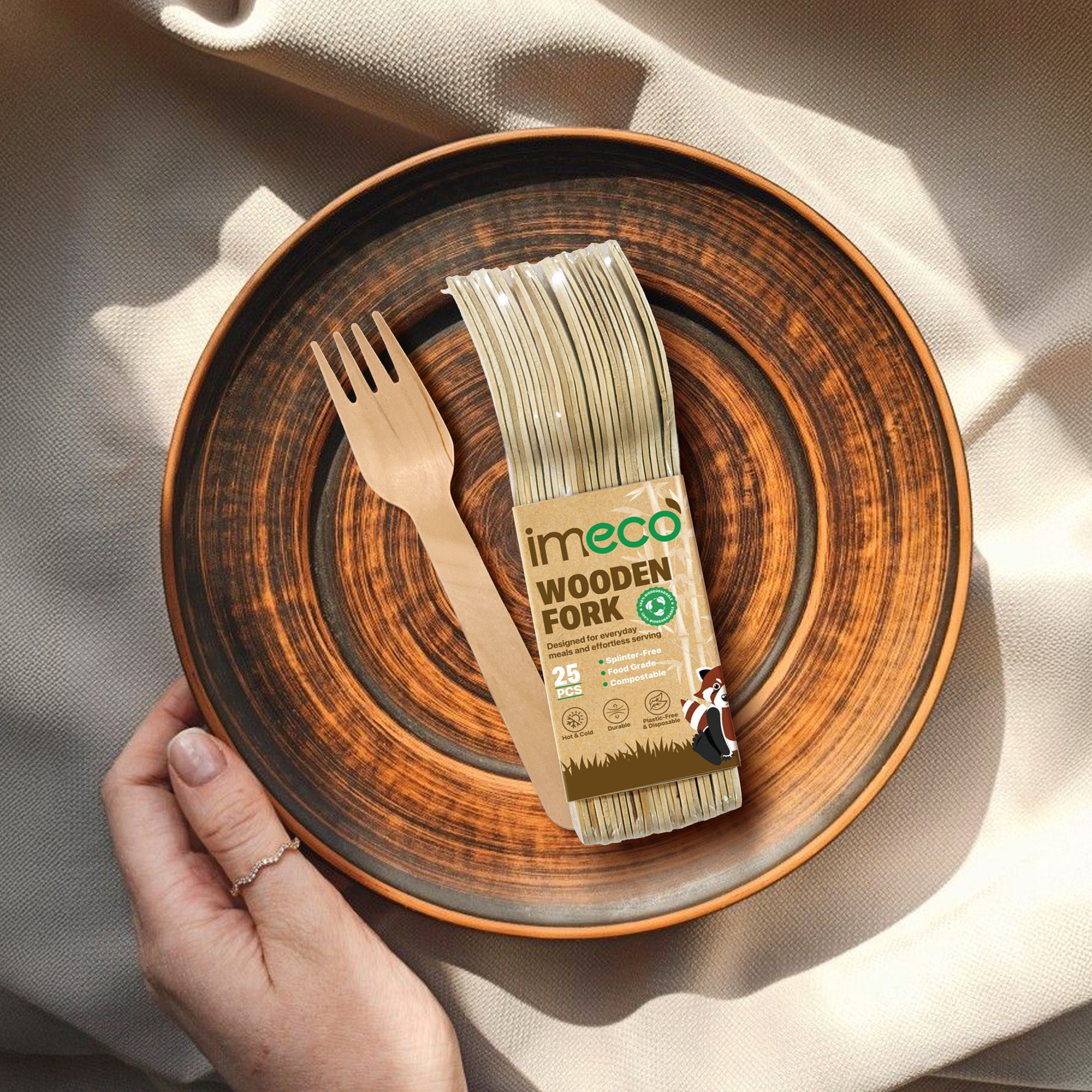 Wooden Disposable Splinter-Free Fork – Pack of 25