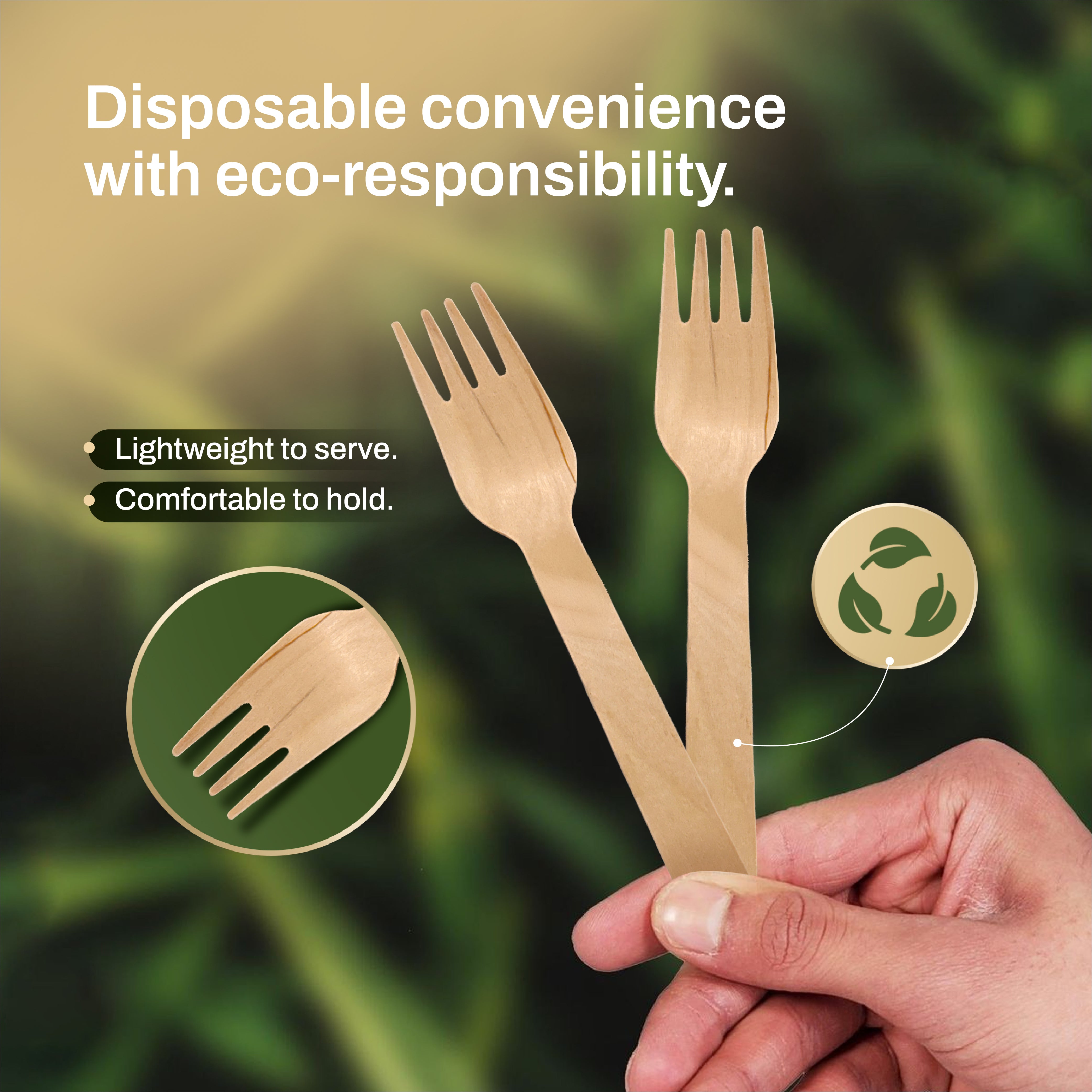 Wooden Disposable Splinter-Free Fork – Pack of 25