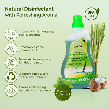 Natural Floor Cleaner – Lemongrass & Basil (1 Litre)