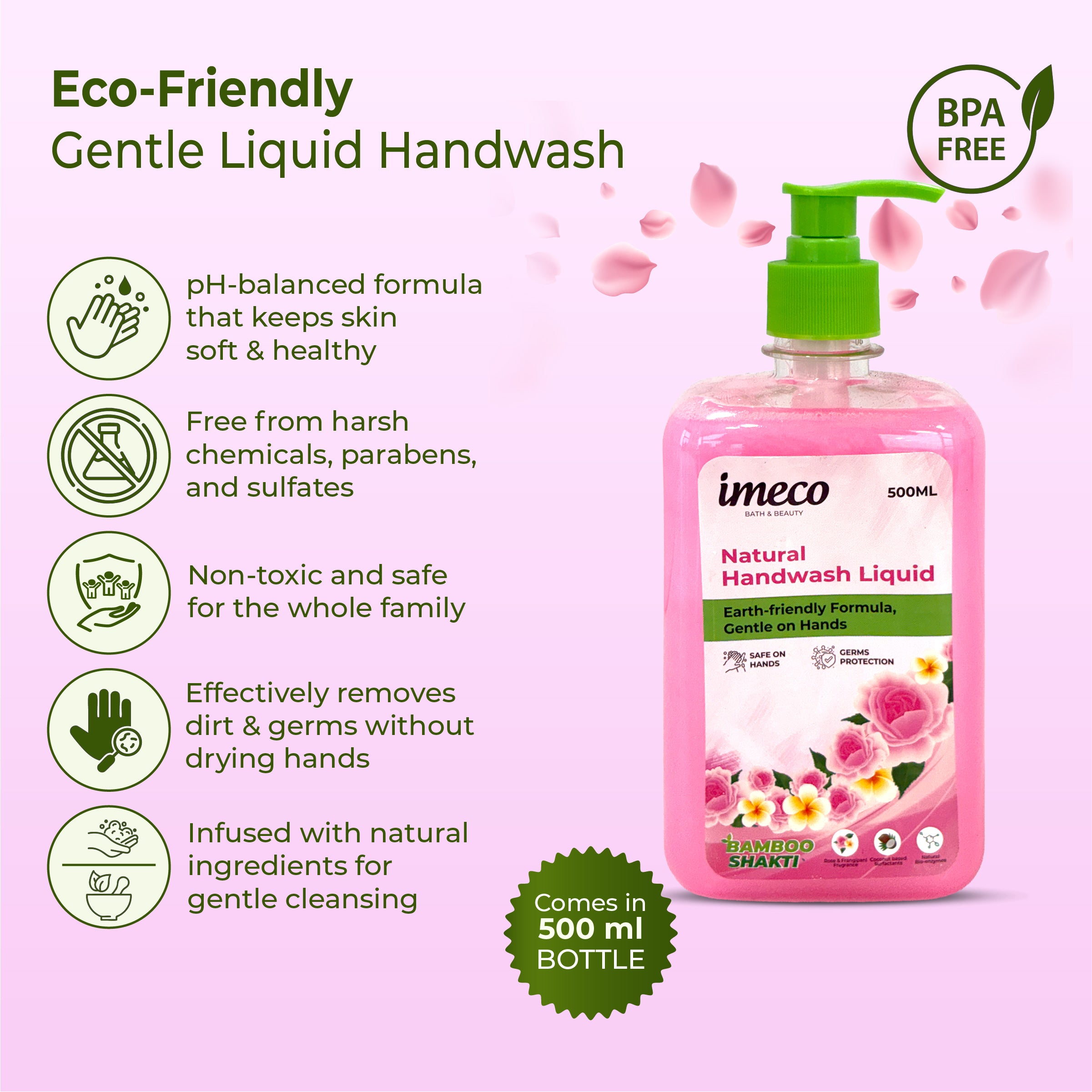 IMECO Natural Hand Wash – Kills 99% Germs (500 ml)