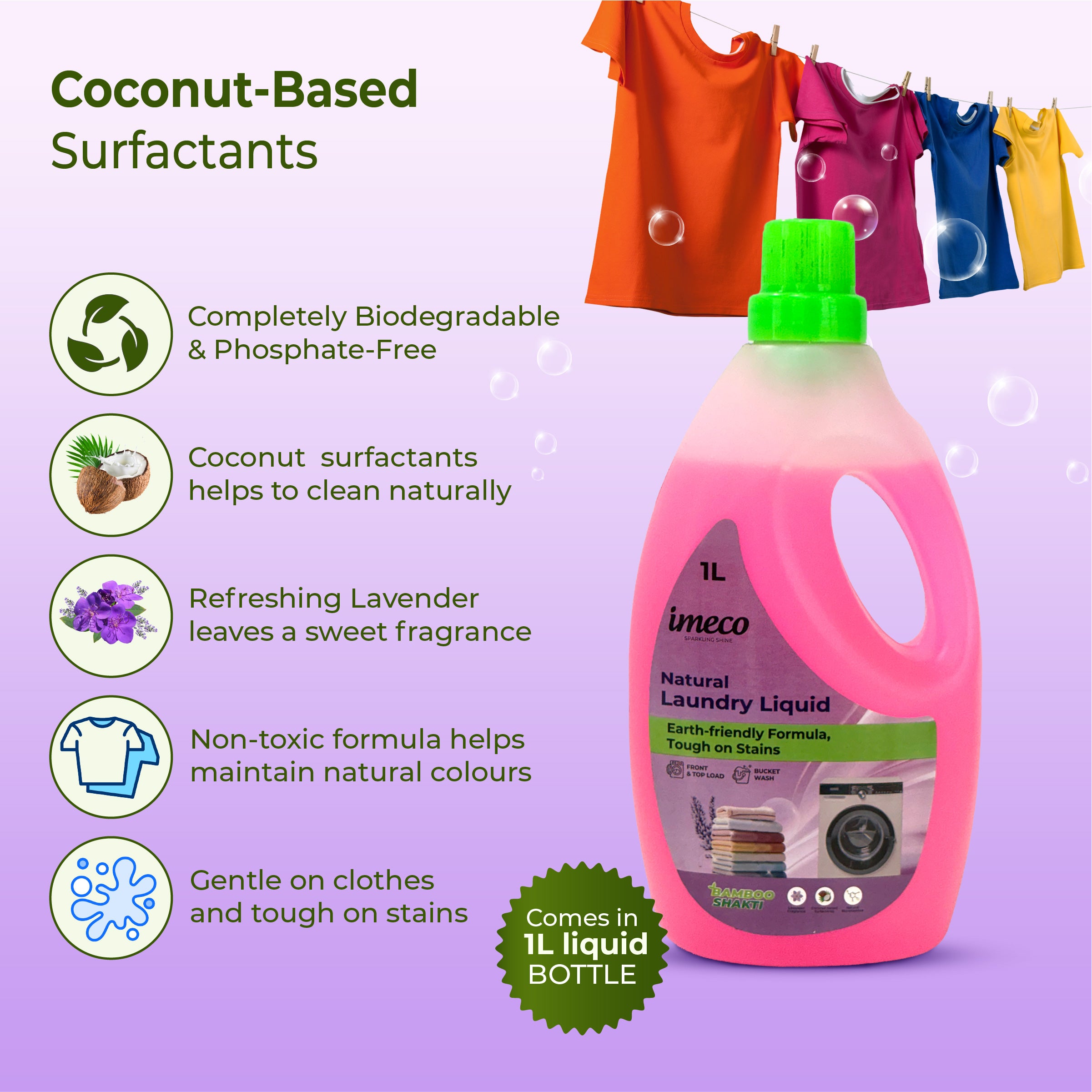 Natural Laundry Liquid – Coconut-Based Cleaning Power (1 Litre)