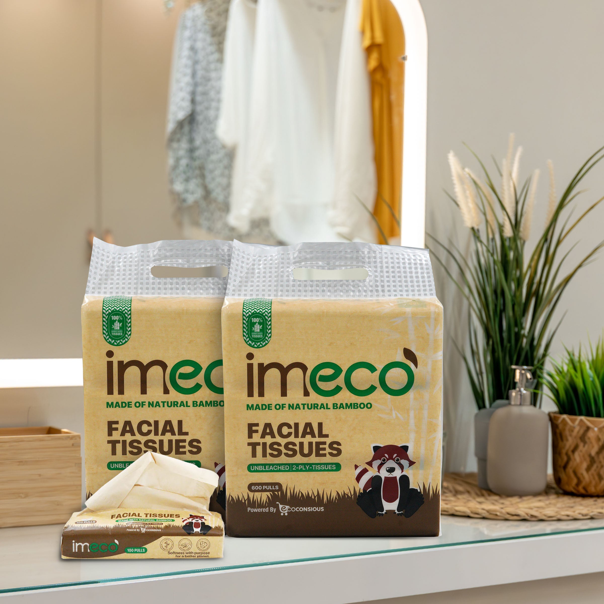 Ultra-Soft Bamboo Facial Tissues (100 Pulls, 6 Pack, Pack of 2) - Imeco India