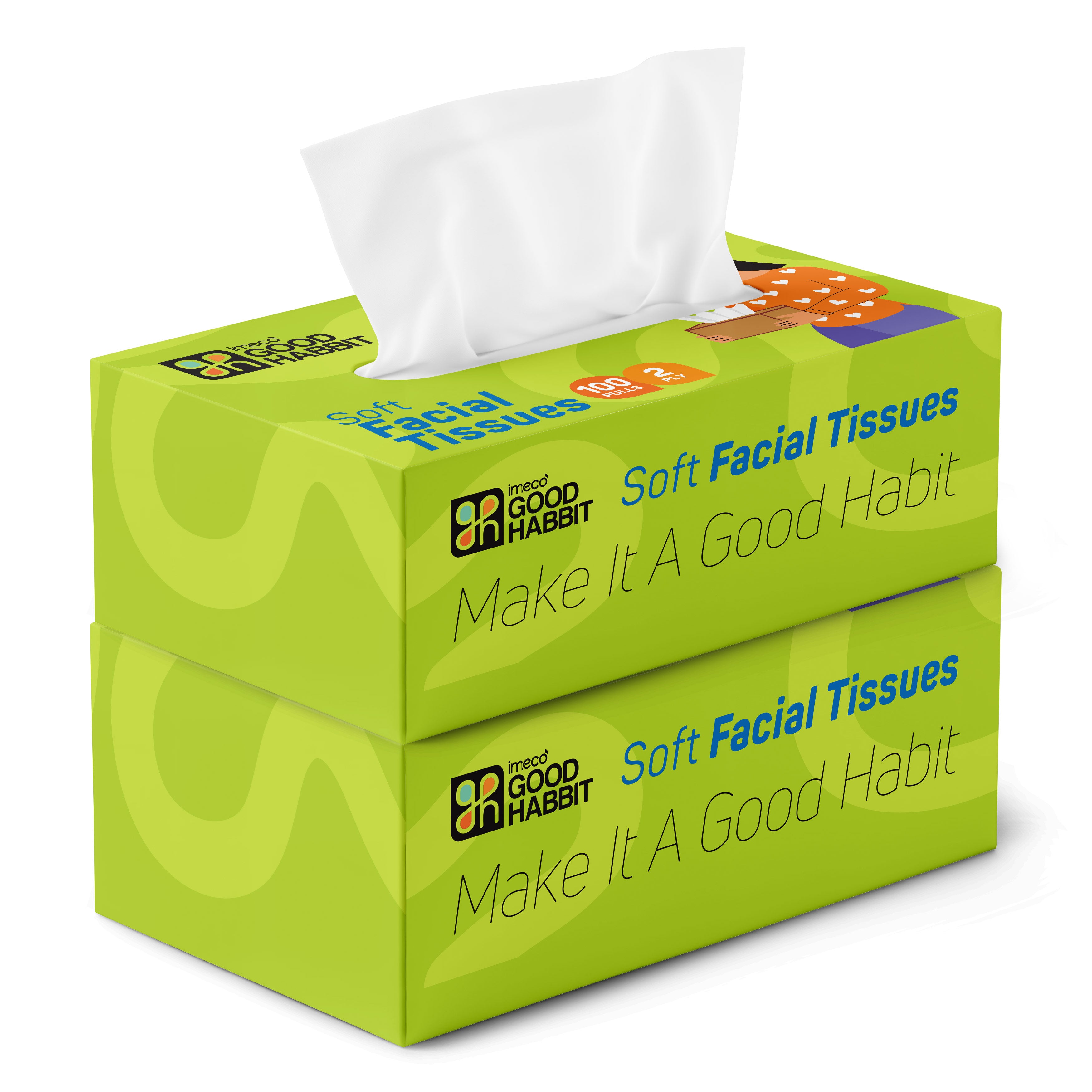 Good Habbit Soft Facial Tissue Box – Extra Soft & 2 Ply (Green)