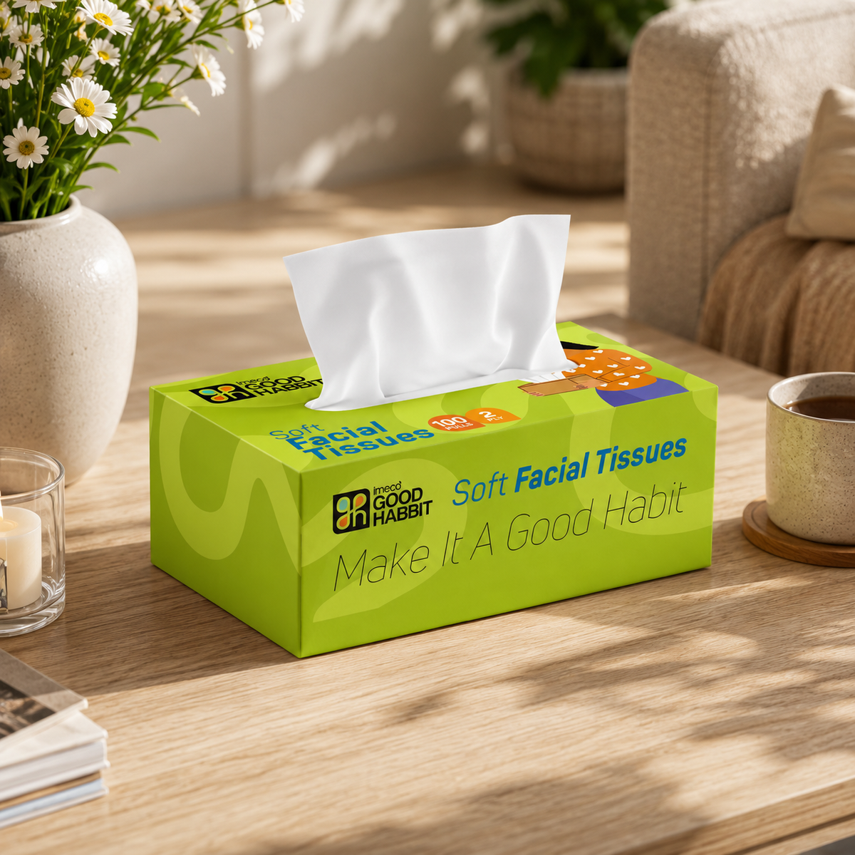 Good Habbit Soft Facial Tissue Box – Extra Soft & 2 Ply (Green)