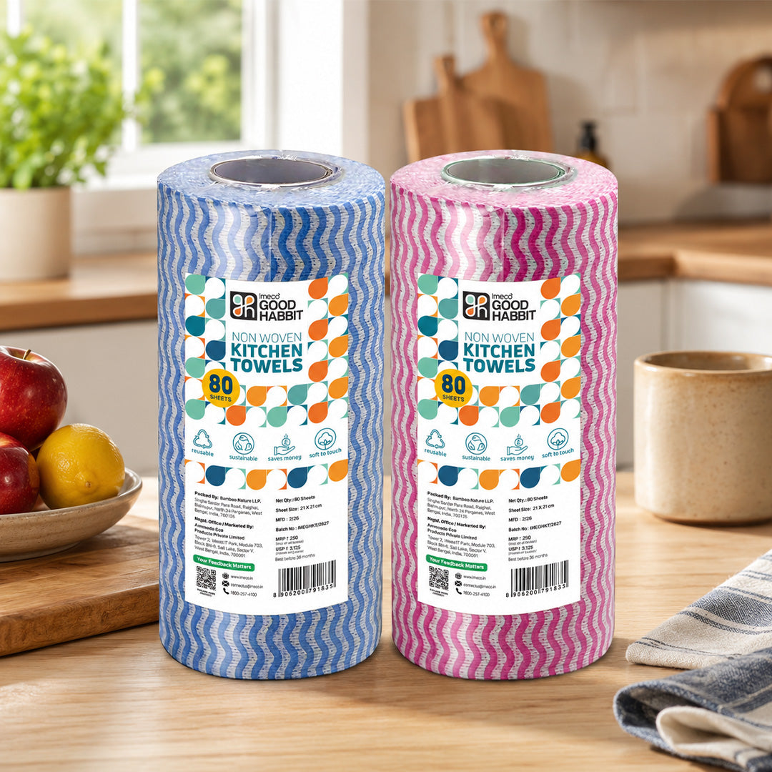Good Habbit Non-Woven Kitchen Towels – Reusable & Tear-resistant (160 Sheets, Pack of 2) - Imeco India