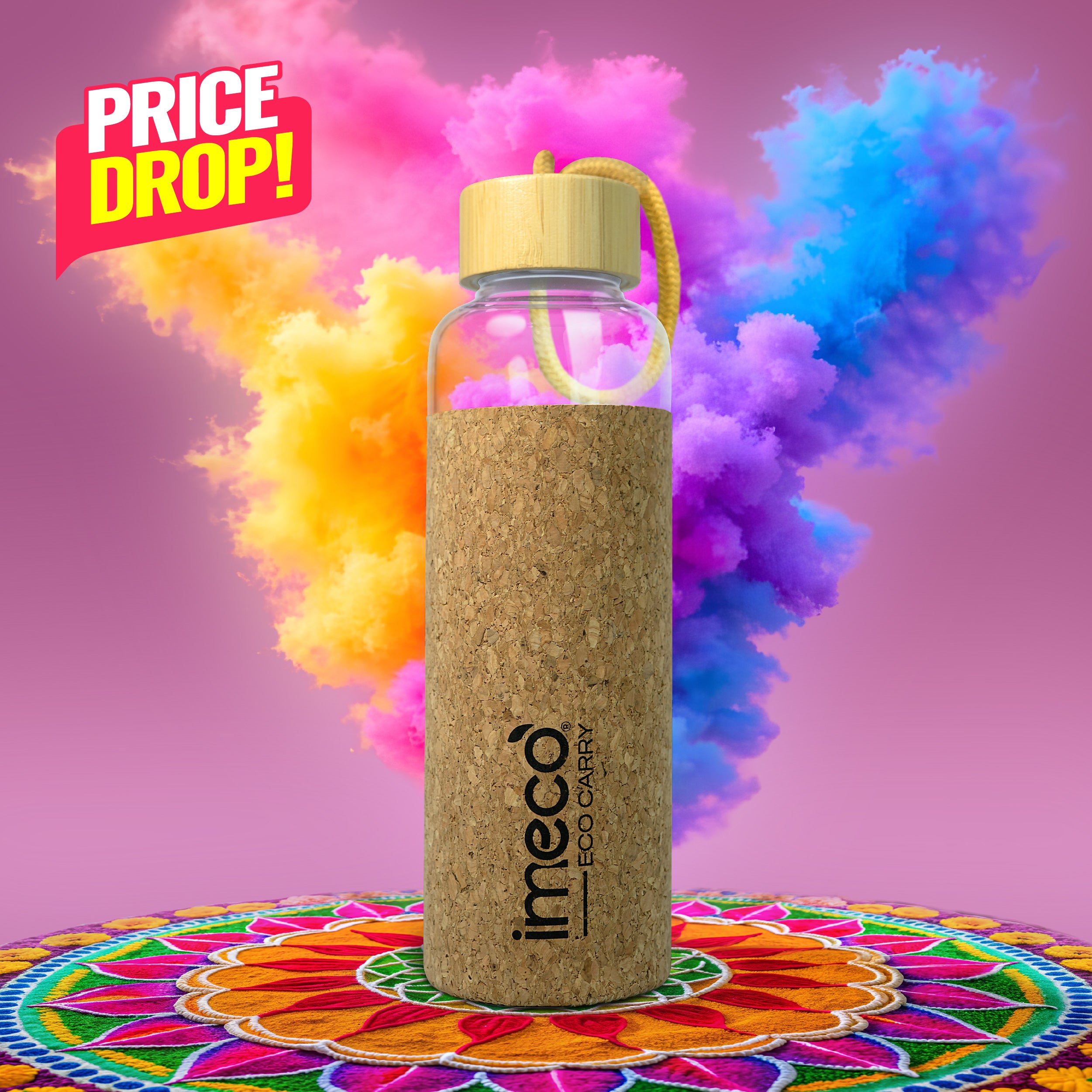 ECO CARRY Borosilicate Glass Water Bottle (500 ml)