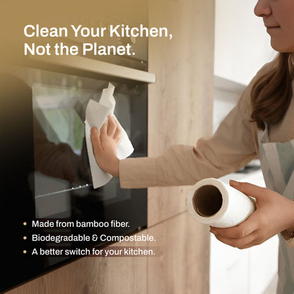 Ultra-Soft & Reusable Bamboo Kitchen Towel Roll (20 Sheets)
