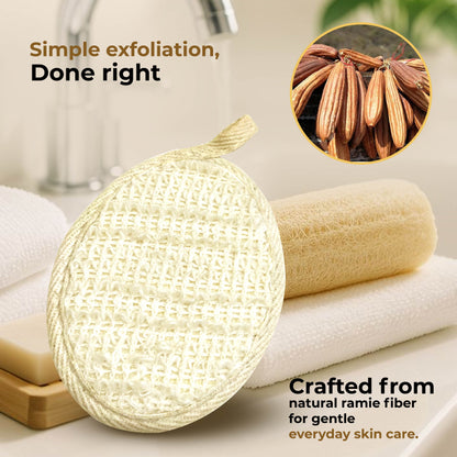 Glow Care Set – Ramie Fibre Loofah (Pack of 2) + Bamboo Pocket Tissues