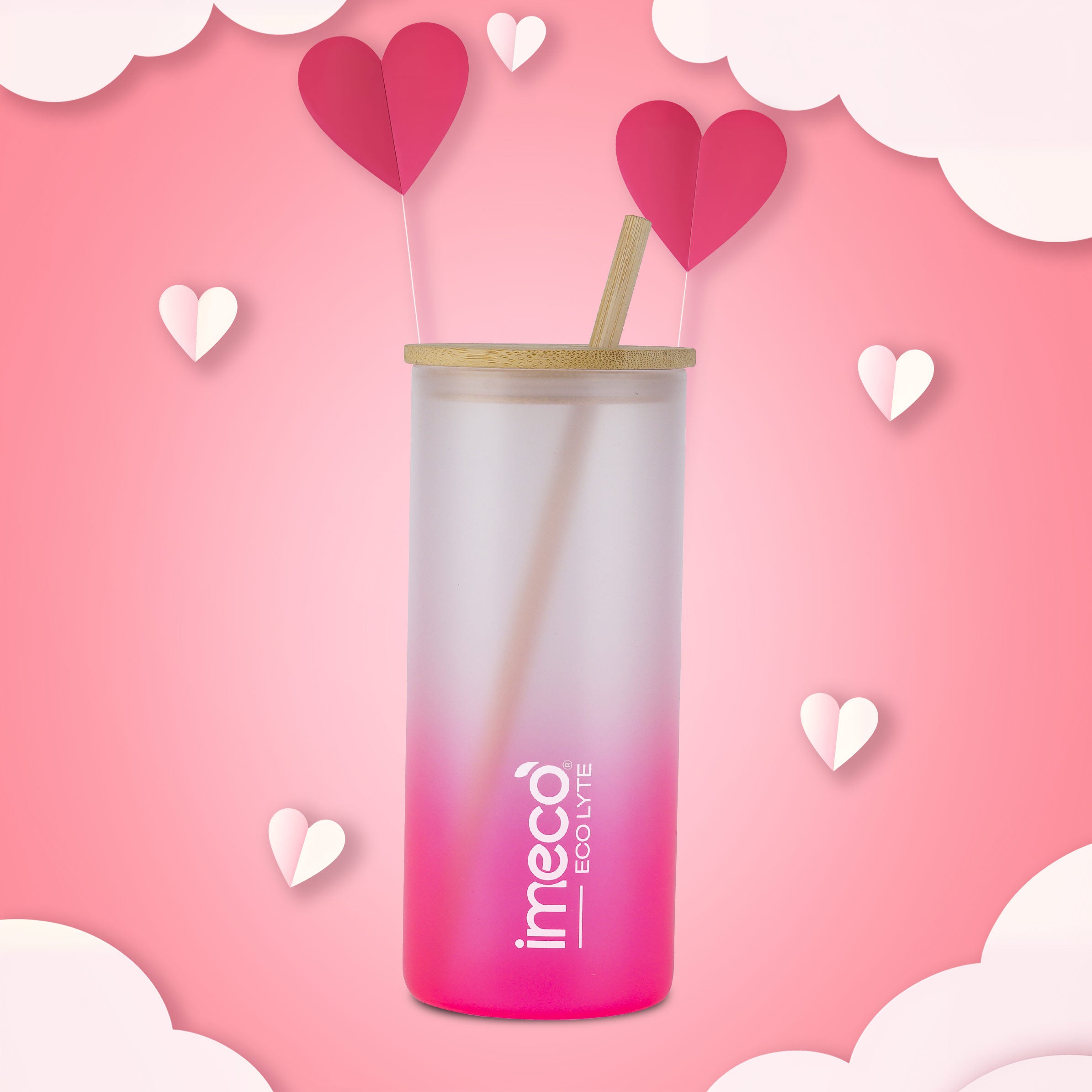 ECO LYTE Gradient Glass Sipper with Straw (600 ml)