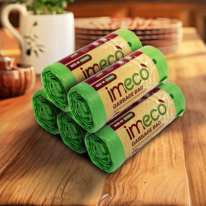Leakproof Garbage Bags with Drawstring (30 Sheets, Medium, Pack of 5) - Imeco India