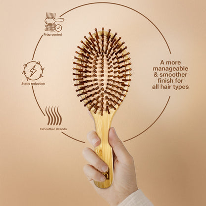 Anti-Static Bamboo Paddle Hair Brush (Oval) - Imeco India