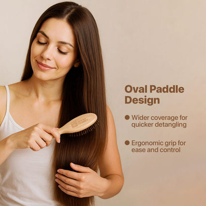 Anti-Static Bamboo Paddle Hair Brush (Oval) - Imeco India