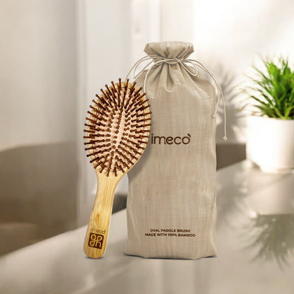Anti-Static Bamboo Paddle Hair Brush (Oval) - Imeco India