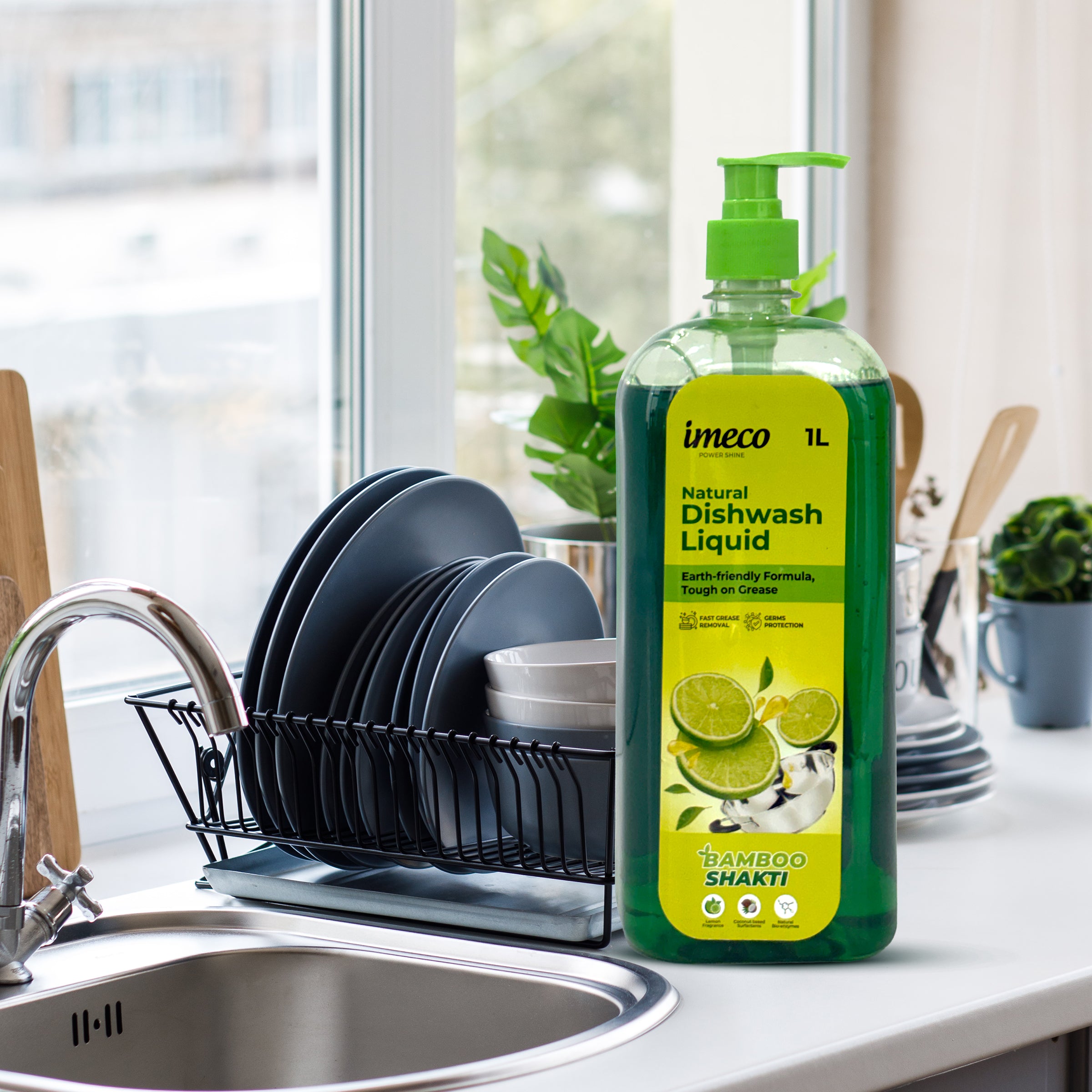 Natural Dishwash Liquid – Coconut-Based, Lemon Fresh (1 Litre)