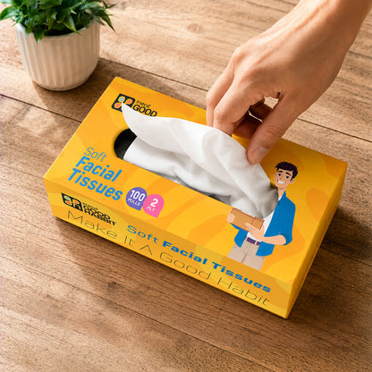 Good Habbit Soft Facial Tissue Box – Extra Soft & 2 Ply (Yellow) - Imeco India