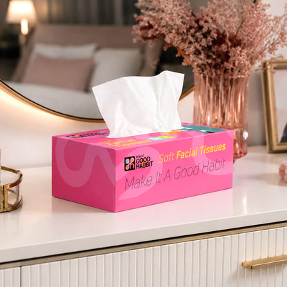 Good Habbit Soft Facial Tissue Box – Extra Soft & 2 Ply (Pink) - Imeco India