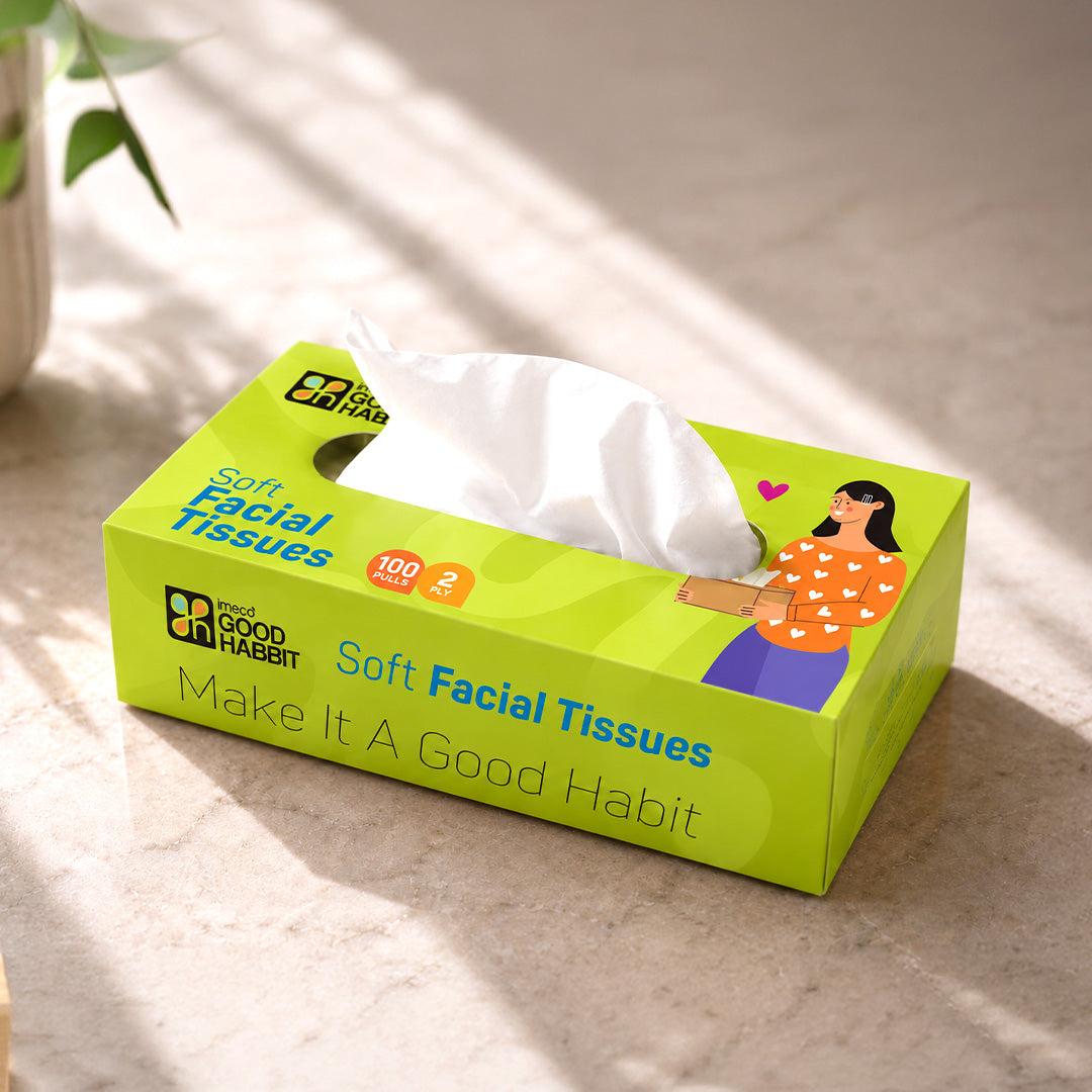 Good Habbit Soft Facial Tissue Box – Extra Soft & 2 Ply (Green) - Imeco India