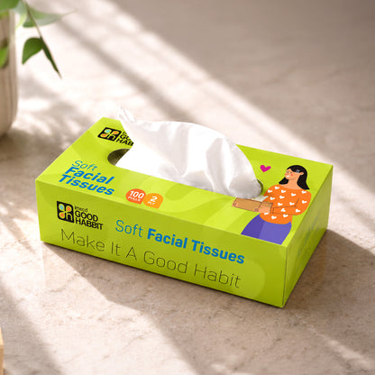 Good Habbit Soft Facial Tissue Box – Extra Soft & 2 Ply (Green) - Imeco India
