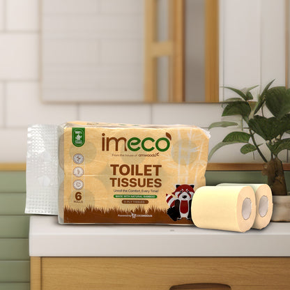 Hypoallergenic Bamboo Toilet Tissue Rolls (160 Pulls, 6 Rolls) - Imeco India