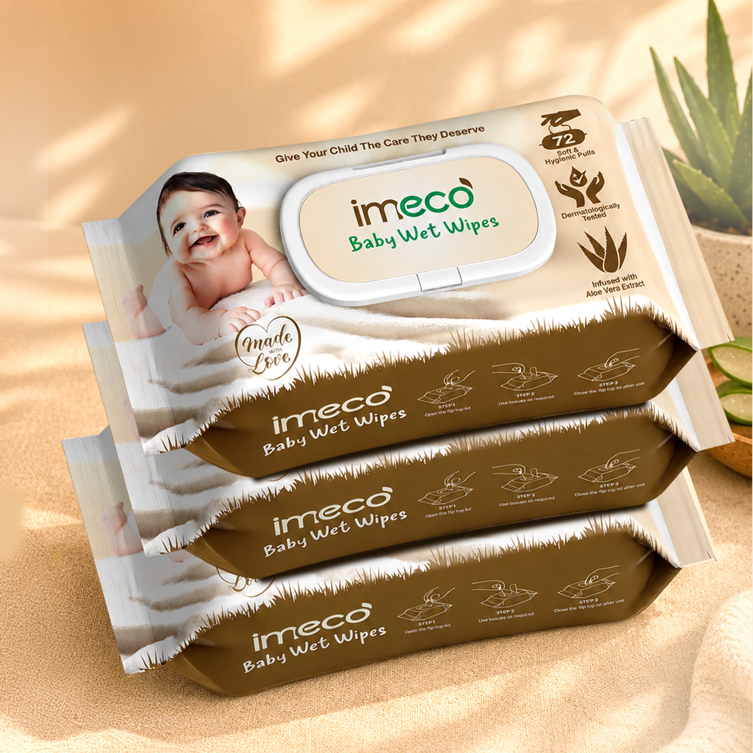 Baby Wet Wipes with Aloe Vera & Bamboo Pulp (72 Pulls)