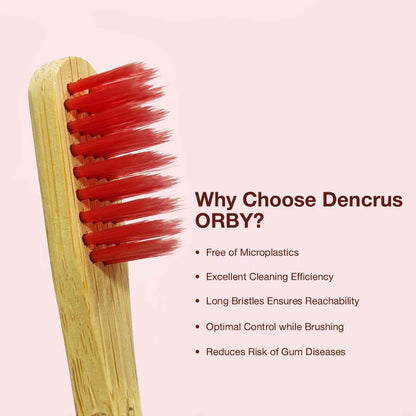 Orby Plus Bamboo Toothbrush – Extra Soft Bristles & Gum Care (Red)